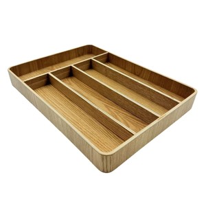 Bandeja de Almacenamiento de Madera de Fresno Rectangular con 4 Compartimentos, Organizador de Oficina - Product Image 2