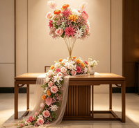 Boule de fleurs artificielles roses blanches, fausse composition florale pour centre de table de mariage, allée et décoration de scène de fête