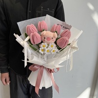 CLTF Exquisites Geschenk Twist-Stick Tulpen-Lilien-Strauß Künstliche Blumen Handgefertigtes Muttertag- und Abschlussgeschenk Twist-Stick Blumenstrauß