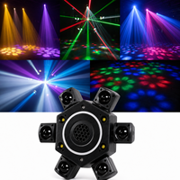 Iluminación LED para Escenario con Haz Giratorio Láser RGBW de Seis Brazos de 120W, Control Remoto DMX512, Atenuación Ultra Suave, Iluminación para Fiestas DJ