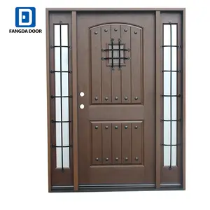 Fangda 2 Panel Arch Mahogany exterior Door Slab with Speakeasy front entry fiberglass door for houses