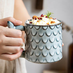 Nueva Taza de cerámica moderna/nórdica/media en relieve, taza de café esmaltada de horno saludable, aislamiento térmico caliente, diseño de sirena personalizado - Product Image 4