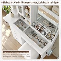 Table de maquillage moderne SENYU avec miroir éclairé et tiroirs de rangement, bureau de coiffeuse blanc pour chambre à coucher avec tabouret