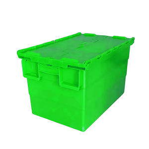 Warehouse <strong>Plastic</strong> Moving <strong>Crate</strong> <strong>Nestable</strong> Storage <strong>Attached</strong> <strong>Lid</strong> Containers Round Trip Tote Logistic Box for Transport - Product Image 5