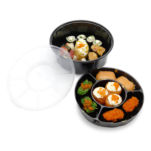 Boîte d'emballage de sushi, <span class=keywords><strong>bento</strong></span> <span class=keywords><strong>rond</strong></span> jetable à emporter, boîte ronde en plastique pour la vente, 50 pièces - Product Image 6