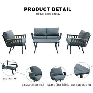 Novo Conjunto de Móveis de Jardim com Design Moderno, Sofá de Luxo para Exterior, Conjunto de Sofá e Mesas, 4 Peças - Product Image 2