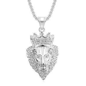 Hip Hop <span class=keywords><strong>Lion</strong></span> Head CZ Zircon 316 Acier Inoxydable Pvd 18K Plaqué Or Pendentif Bijoux Fine Mode Bijoux Collier pour Hommes Femmes - Product Image 6