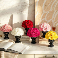AM-PFE163 Ammy Rose éternelle en marbre avec vase, objet décoratif pour la maison, cadeau de mariage ou d'anniversaire