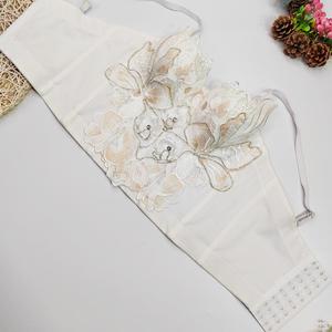 Top bustier amincissant et gainant à broderie perlée, bretelles blanches, style corset - Product Image 4