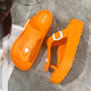 Nouvelle semelle épaisse pantoufles femmes <span class=keywords><strong>pieds</strong></span> serrage bonbons pantoufles décontractées couleur unie léger respirant confortable sandales - Product Image 2