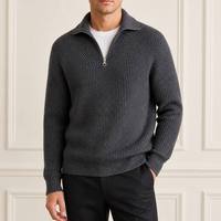 Herren Viertelreißverschluss-Pullover Gerippter Strick Anthrazitgrau Melierter Warmer Winter-Pullover OEM ODM Individuelles Logo