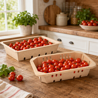 Plateau en carton blanc imprimé sur mesure, ventilé, pour fruits et légumes, scellable à chaud, empilable, fabrication OEM en gros