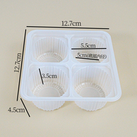 Barquette en plastique jetable de qualité alimentaire à 4 cavités rectangulaires pour mochi, crème glacée et biscuits, emballage blister anti-gel