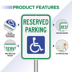 Señalización de Seguridad Vial <span class=keywords><strong>para</strong></span> Personas con Discapacidad, Estacionamiento Reservado <span class=keywords><strong>para</strong></span> Discapacitados, Señal de Aluminio Personalizada, Cumple con las Normas MUTCD - Product Image 3
