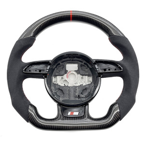 <span class=keywords><strong>Volante</strong></span> Deportivo de Fibra de Carbono Estándar para Audi A4B8S, Línea Roja Semi-Turned, Sin Botones, Sin Levas, Parte Inferior Derecha - Product Image 5