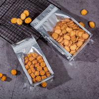 Glänzende Klare und Silber Metallisierte Folien-Reißverschluss-Seitenfaltenbeutel mit Flachem Boden Wiederverschließbare Plastiktüte