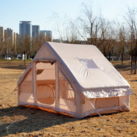 Tente gonflable extérieure portable pour 2-4 personnes voyageant étanche quatre saisons famille Camping tente toit style toit
