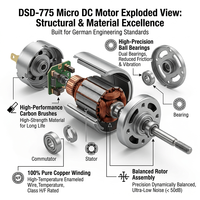 Moteur à engrenages droits CC 12V 24V à couple élevé, petit moteur électrique de 33 mm pour compteur de billets, accepteur de billets, automatisation de bureau