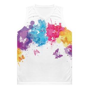 Sublimasi Cetak Jersey Basket Logo Desain Kreatif Pola Percikan Cat Grosir Pria Kustom Pakaian Basket Atasan - Product Image 2