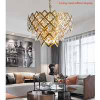 Lustre en fer au design nordique moderne avec cristaux K9, finition bronze doré mat, 12 bras, lumière blanc chaud, éclairage intérieur, garantie de 2 ans