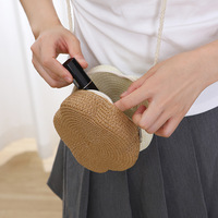 Sac à bandoulière en paille tressée motif floral pour l'été 2025 – Petit sac à fermeture éclair pour filles, idéal pour les vacances à la plage