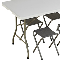 Ensemble de table et chaises pliantes d'extérieur, table de pique-nique en plastique blanc avec chaises à dossier pour les événements à domicile