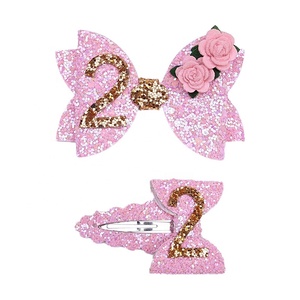 Accesorios para el Cabello de Acrílico para Fiestas de 1er, 2do y 3er Cumpleaños, Pinzas para el Cabello con Diseño de Princesa Brillante, Lazos para el Cabello con Diseño de Dibujos Animados - Product Image 3