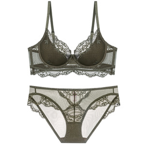 Sous-vêtements en dentelle européens et américains pour femmes, soutien-gorge en coton fin pour petites poitrines, ensemble sexy et respirant - Product Image 5