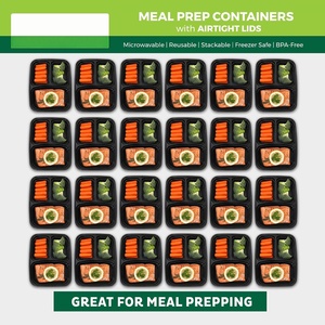 Boîtes à lunch jetables en plastique pour micro-ondes, à 3 compartiments, pour la préparation des repas - Product Image 5