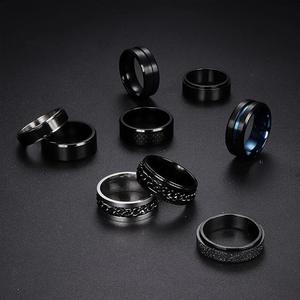 Draaibare decompressiepaarring Gepersonaliseerde titaniumstalen herenvingerring Trendy geometrisch vacuüm gegalvaniseerd - Product Image 3