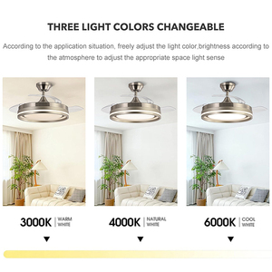 Ventilateur de plafond intelligent à LED avec lumière, télécommande, pales rétractables, intensité variable, pour salon intérieur - Grande Vente - Product Image 3