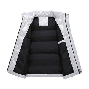 Áo vest cotton bóng dày mùa thu mùa đông cho nam mới áo khoác không tay hợp thời trang Áo Tank Top vải cổ chữ V chống Đóng cọc - Product Image 3