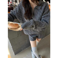 Ensemble de pulls pour femmes, style coréen, col mandarin, anti-froissement, luxe, tissé en nylon/coton, nouvelle collection automne-hiver 2025