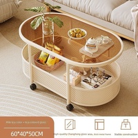 Table d'appoint en acrylique style crème ; Table d'appoint mobile ; Table d'angle pour petit appartement ; Meuble d'appoint pour canapé ; Table basse minimaliste