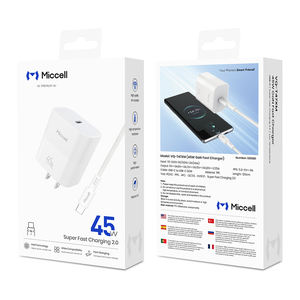 Cargador Miccell GaN de 45 W con Cable y Puerto USB-C, Adaptador de Carga Rápida para <span class=keywords><strong>iPhone</strong></span> y Smartphones - Product Image 1