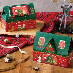 Hộp quà Giáng sinh hình nhà ba chiều thủ công/sản xuất hàng loạt SIHENY bằng giấy kraft, hộp bánh quy khô vô trùng - Product Image 1