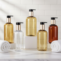 Bouteille de shampooing cylindrique de 250 ml et 300 ml, flacon de gel douche, flacon de lotion avec pompe pulvérisatrice, flacon cosmétique transparent en PET avec impression à l'écran