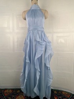 Robe longue OUDINA tendance décontractée à col halter sans manches, style vintage élégant avec volants, grandes tailles pour femmes