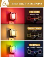ZHILAI Veilleuse murale moderne mini RGB pour chambre à coucher, à changement de couleur, avec capteur crépusculaire, LED dimmable, certifiée FCC, en plastique