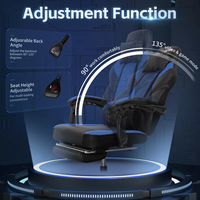 Fauteuils de jeu de massage ergonomiques à dossier haut pour le corps avec appui-tête doux et soutien lombaire massant Gris