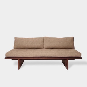 Sofá de Madera Maciza Estilo Wabi Sabi, Diseño Minimalista, Tapizado, Forma Recta, para Sala de Estar, Apartamento Pequeño, Cafetería, Casa de Huéspedes - Product Image 1