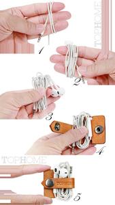 Enrouleur de fil en cuir Organisateur de câble Airphone en cuir - Product Image 3