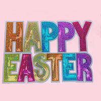 Hoge Kwaliteit Custom Happy Easter Pasteins Patches Voor Kleding Vakantie Strijkijzer Op Patches Diy Project Accepteren Aangepaste Ontwerpen