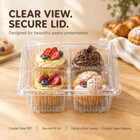 Boîte d'emballage alimentaire carrée transparente en PET multicouche pour pain, gâteaux, biscuits et produits de boulangerie
