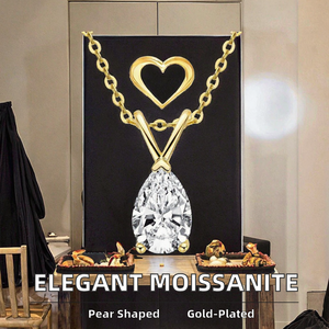 Collier pendentif élégant et luxueux en argent sterling 925 avec moissanite, bijou simple et tendance en forme de poire - Product Image 2