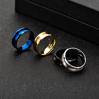 Trendige Hochwertige Minimalistische 8mm 6mm 4mm Edelstahl 18K Vergoldete Mehrfarbige Blanko-Ringe mit Rillen-Einlage