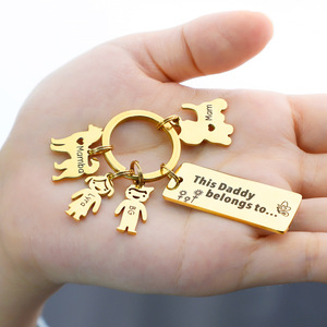 HY Fête <span class=keywords><strong>des</strong></span> Pères Personnalisé DIY Gravé Mâle et Femelle Poupée Pet <span class=keywords><strong>Porte</strong></span>-clés En Acier Inoxydable - Product Image 3