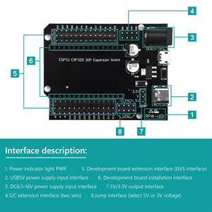 Kit d'extension de carte de développement <span class=keywords><strong>ESP32</strong></span> <span class=keywords><strong>DEVKIT</strong></span> <span class=keywords><strong>V1</strong></span> TYPE-C + Module d'alimentation MICIRO double Port d'alimentation 30P - Product Image 2