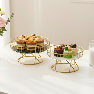 Düğün Partisi Masa Süsleri Altın Metal Tel Meyve Sepeti Meyve Kasesi, Tatlı Meyve Tutucu Standı Tezgah için Saklama Sepetleri - Product Image 6