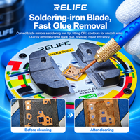 RELIFE RL-023C Ensemble de lames de nettoyage d'adhésif pour puces avec manche, type fer à souder, pour la réparation de puces de téléphone et l'élimination d'adhésif